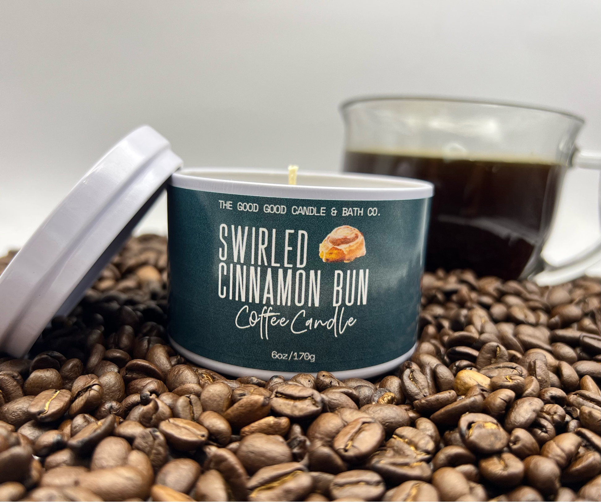 Swirled Cinnamon Bun Coffee Premium Soy Candle