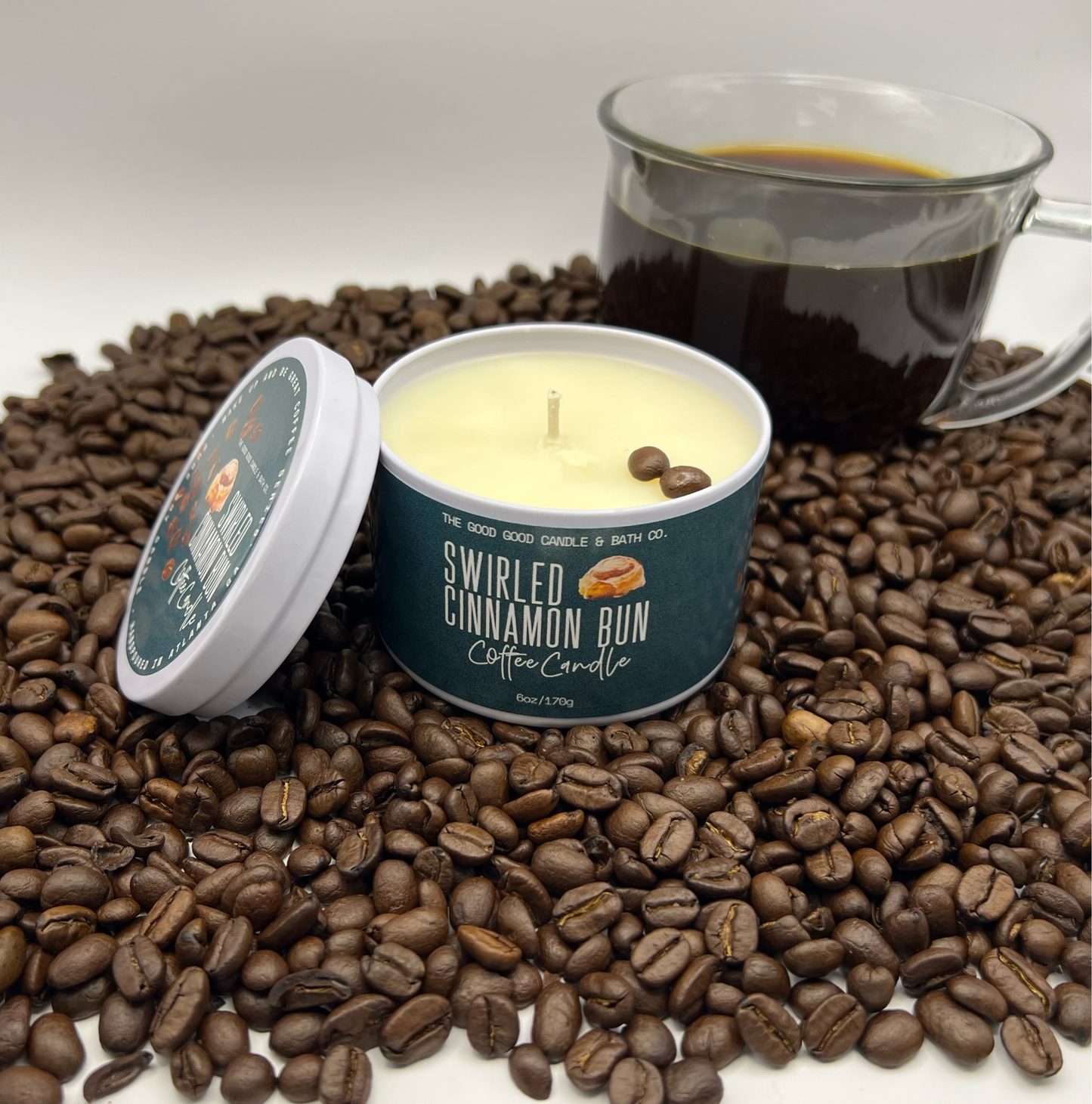 Swirled Cinnamon Bun Coffee Premium Soy Candle