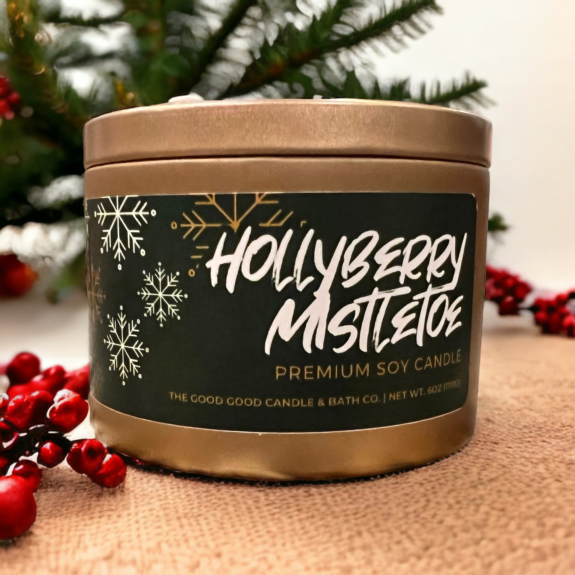 Hollyberry + Mistletoe Premium Soy Candle